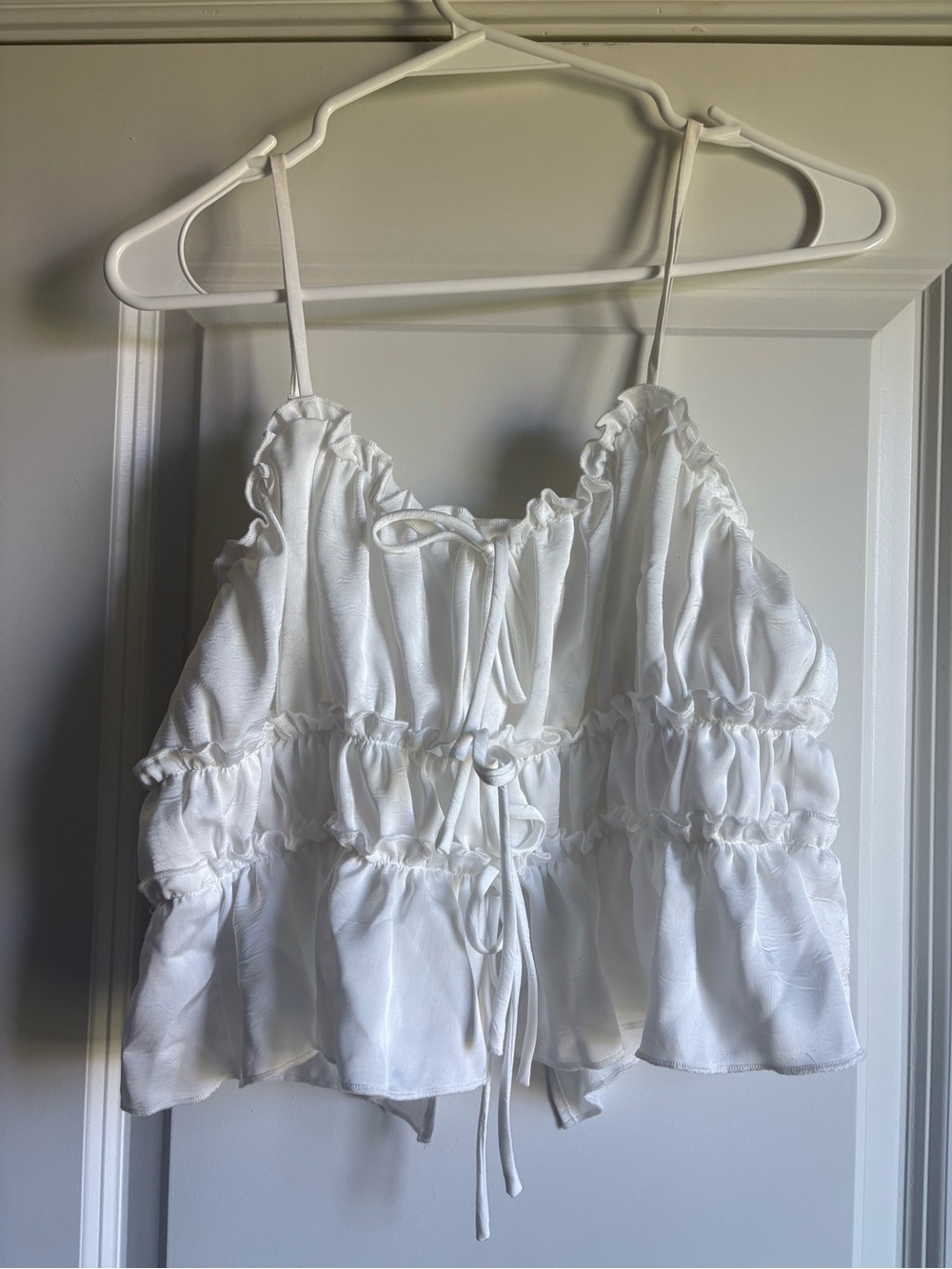 12th tribe dahlia white satin tank